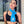 Woman wearing a blue AlphaCool cooling towel around her neck