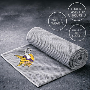 AlphaCool grey cooling towel with Minnesota Vikings logo