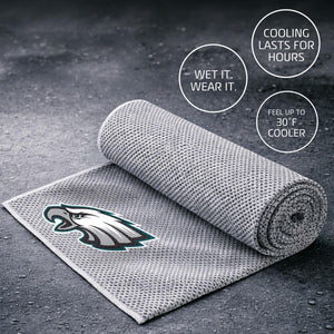 Philadelphia Eagles cooling towel with textured grey fabric and team logo