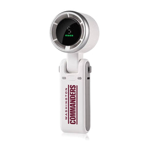 AlphaCool handheld fan with Washington Commanders logo and digital battery display