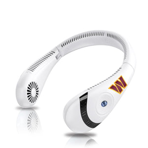 AlphaCool white wearable neck fan with Washington Commanders logo