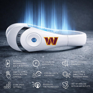 AlphaCool Washington Commanders neck fan with 5000mAh battery and 360 degree bladeless airflow features