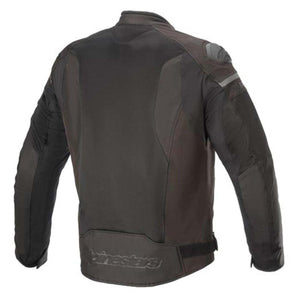 Back view of black Alpinestars textile motorcycle jacket
