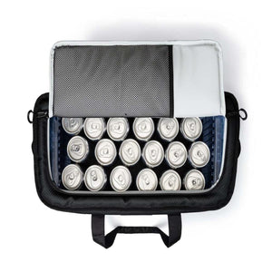 AO Coolers soft cooler bag filled with rows of aluminum beverage cans