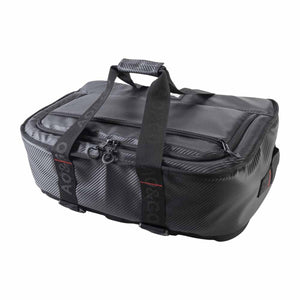 AO Coolers black carbon fiber textured soft cooler bag with top carry handles and zippered front pocket