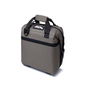 AO Coolers grey soft sided cooler bag with black handles and zipper