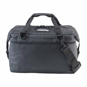 Black AO Coolers soft sided cooler bag with top handle and shoulder strap