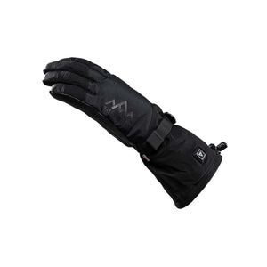 Black insulated winter glove with adjustable wrist strap and Heat Experience logo