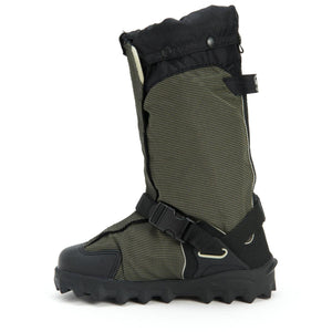 Neos olive green and black overshoe with buckle strap and lugged sole