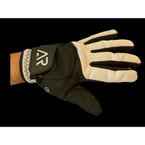 Arctic Reaction black and grey heated glove with power button and AR logo
