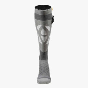 Arctic Volt grey heated knee high sock on a mannequin leg