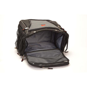 Athlon black and grey duffel bag with open main compartment and mesh pocket