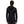 Back view of a person wearing a black Black Diamond hooded fleece jacket