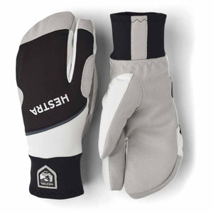 Hestra three finger ski gloves in black and grey