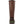 Back view of a tall brown rubber rain boot with a green sole