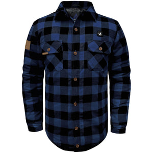 ActionHeat blue and black plaid flannel shirt with button front and two chest pockets