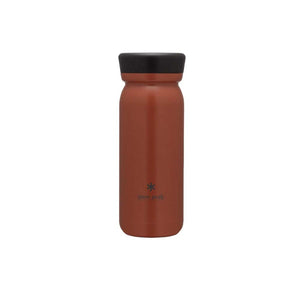 Brown Snow Peak insulated water bottle with black screw cap