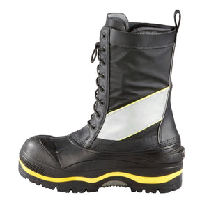 Baffin black lace up work boot with reflective side stripe and yellow midsole