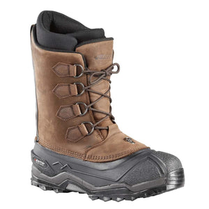 Baffin brown leather winter boot with black rubber base and lace up closure
