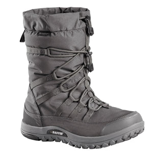 Baffin grey waterproof winter boot with lace up closure and toggle