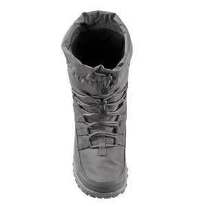 Top view of a grey Baffin winter boot with a drawstring closure