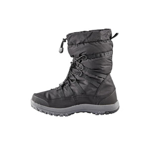 Baffin black insulated winter boot with drawstring closure and grey lug sole