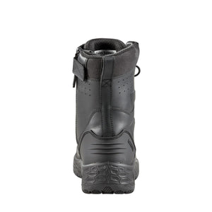 Rear view of black Baffin tactical boot with side zipper and textured heel