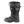 Black insulated winter boot with adjustable drawstring collar and hook and loop strap