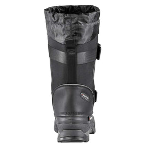 Back view of a black Baffin winter boot with adjustable straps and a drawstring cuff