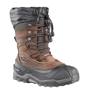Baffin brown leather winter boot with black rubber base and drawstring cuff