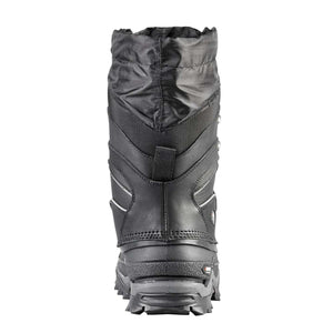 Back view of a black Baffin winter boot with a tall nylon shaft and rubber base