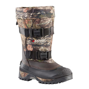 Baffin camouflage winter boot with two black buckle straps and rubber base