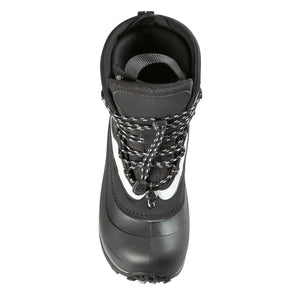 Top view of a black Baffin winter boot with toggle lacing system