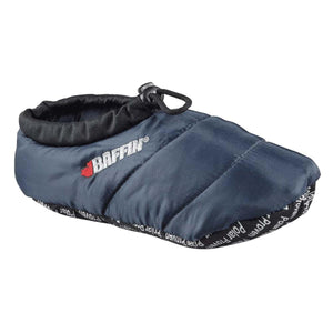 Baffin navy blue quilted slipper with drawstring closure and logo