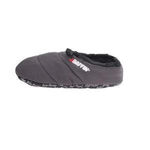 Baffin grey quilted slipper with black trim and toggle closure