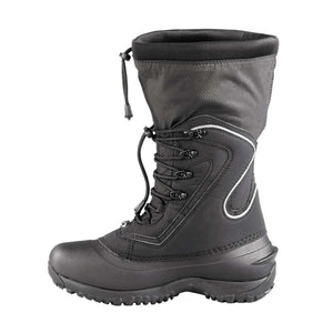 Baffin black winter boot with lace up closure and drawstring collar