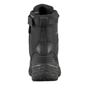 Rear view of black Icebite tactical boot with textured heel and velcro strap