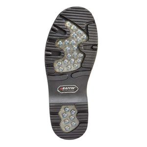 Baffin boot outsole with rubber tread and integrated ice grip pods