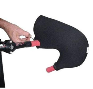 Bar Mitts black handlebar cover installed on a bicycle handlebar