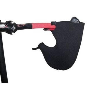 Bar Mitts black neoprene handlebar cover installed on a bicycle handlebar