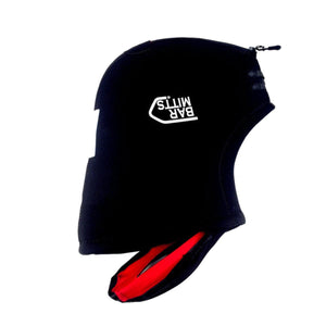 Black Bar Mitts handlebar cover with red interior lining