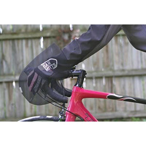 Cyclist wearing Bar Mitts handlebar covers on a road bike