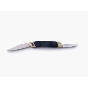 Barebones dual blade pocket knife with dark wood handle and brass bolsters