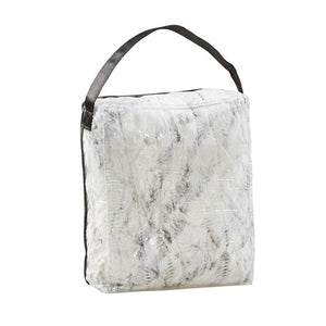 Beautyrest faux fur throw blanket in a clear plastic carrying case with a black handle