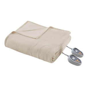Beautyrest cream colored electric heated blanket with two digital controllers