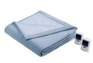 Beautyrest light blue electric blanket with two digital controllers