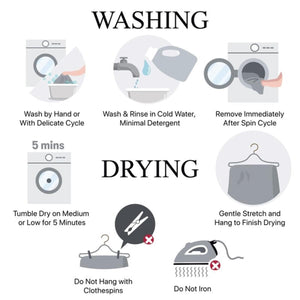 Beautyrest care instructions infographic showing washing and drying steps for fabric