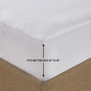 Beautyrest mattress protector showing fit for mattresses up to 18 inches deep