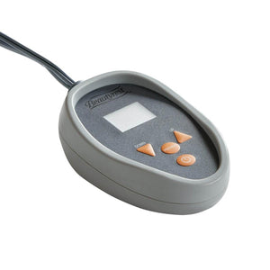 Beautyrest digital controller with display screen and buttons for temperature adjustment and preheat