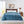 Beautyrest blue heated electric blanket with dual controllers on a bed